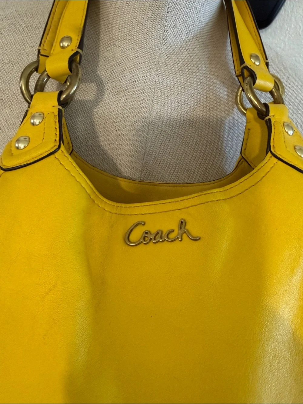 Coach Bright Yellow Ashley Leather Hobo